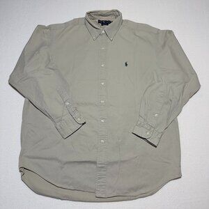 Vintage Ralph Lauren Blake Tan Long Sleeve Button Down Shirt Mens Size L